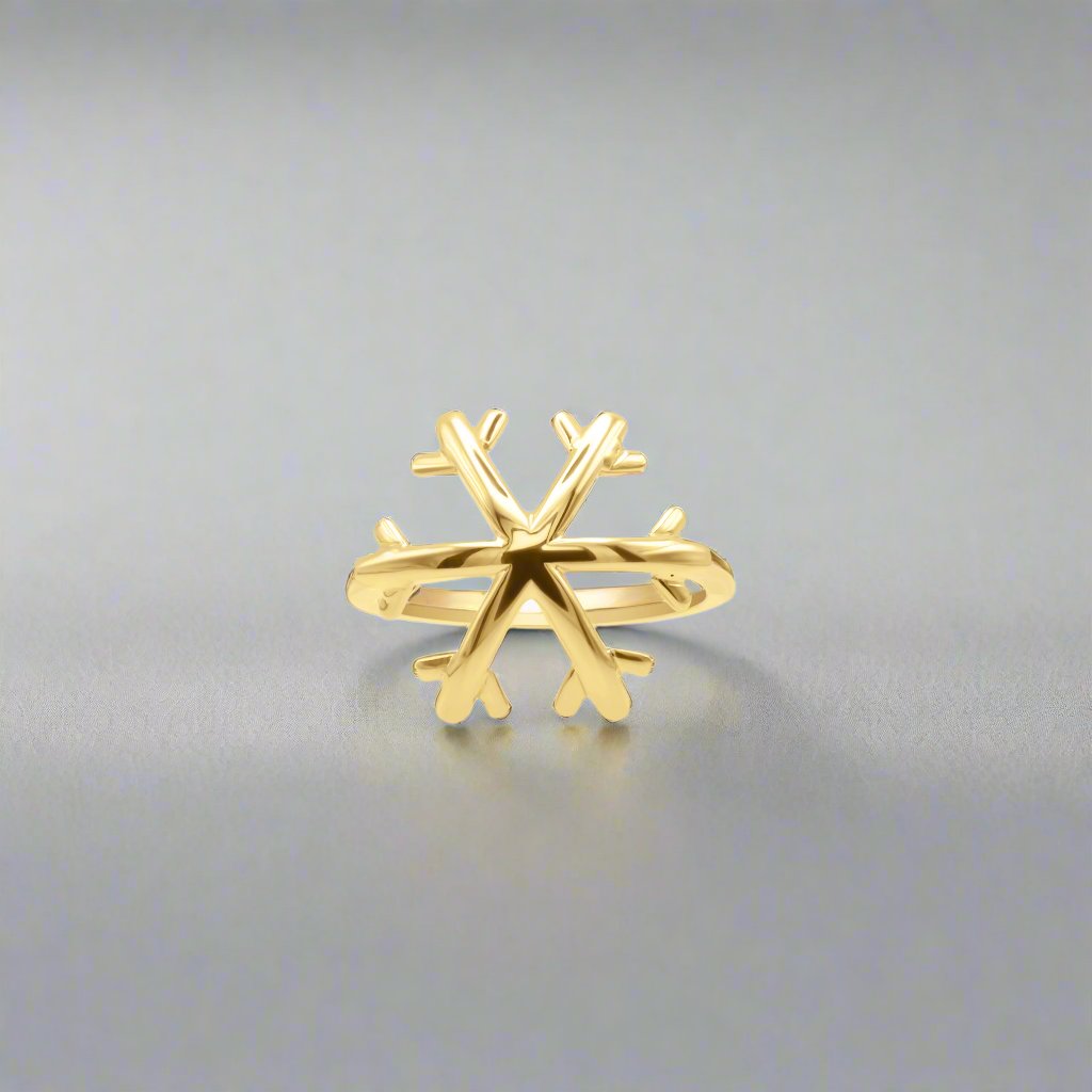 18k Gold Snowflake Ring - Delma Gold Jewelry