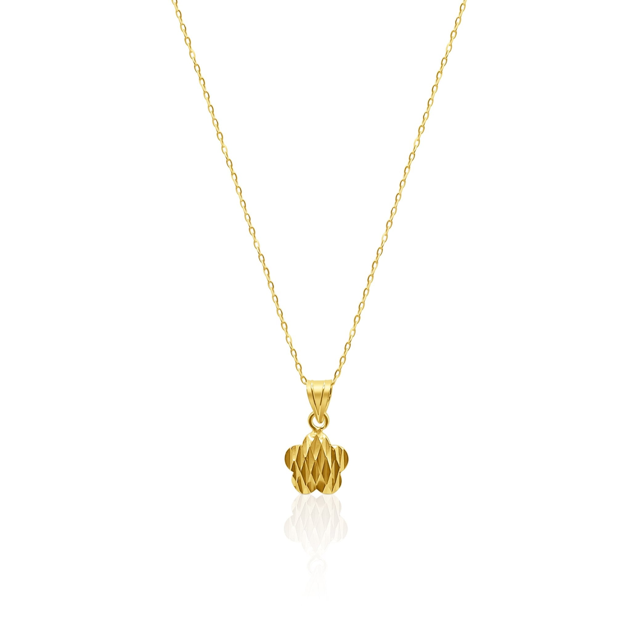 18k Gold Textured Flower Jewelry Set - Delma Gold Jewelry