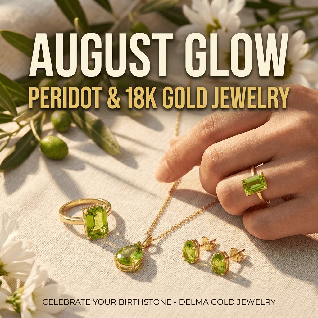 August Glow: Celebrate the Peridot Birthstone with Timeless 18K Gold Jewelry - Delma Gold Jewelry