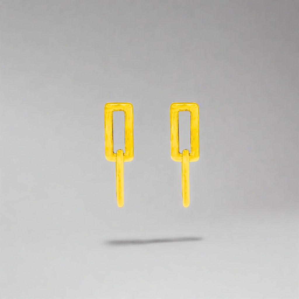 18k Linked Rectangle Earrings