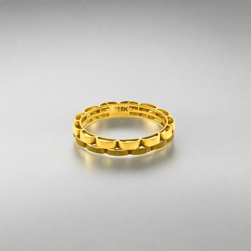 18k Dual Finish Checkerboard Ring - Delma Gold Jewelry