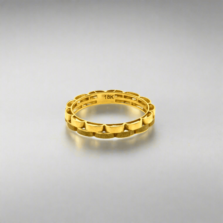 18k Dual Finish Checkerboard Ring - Delma Gold Jewelry