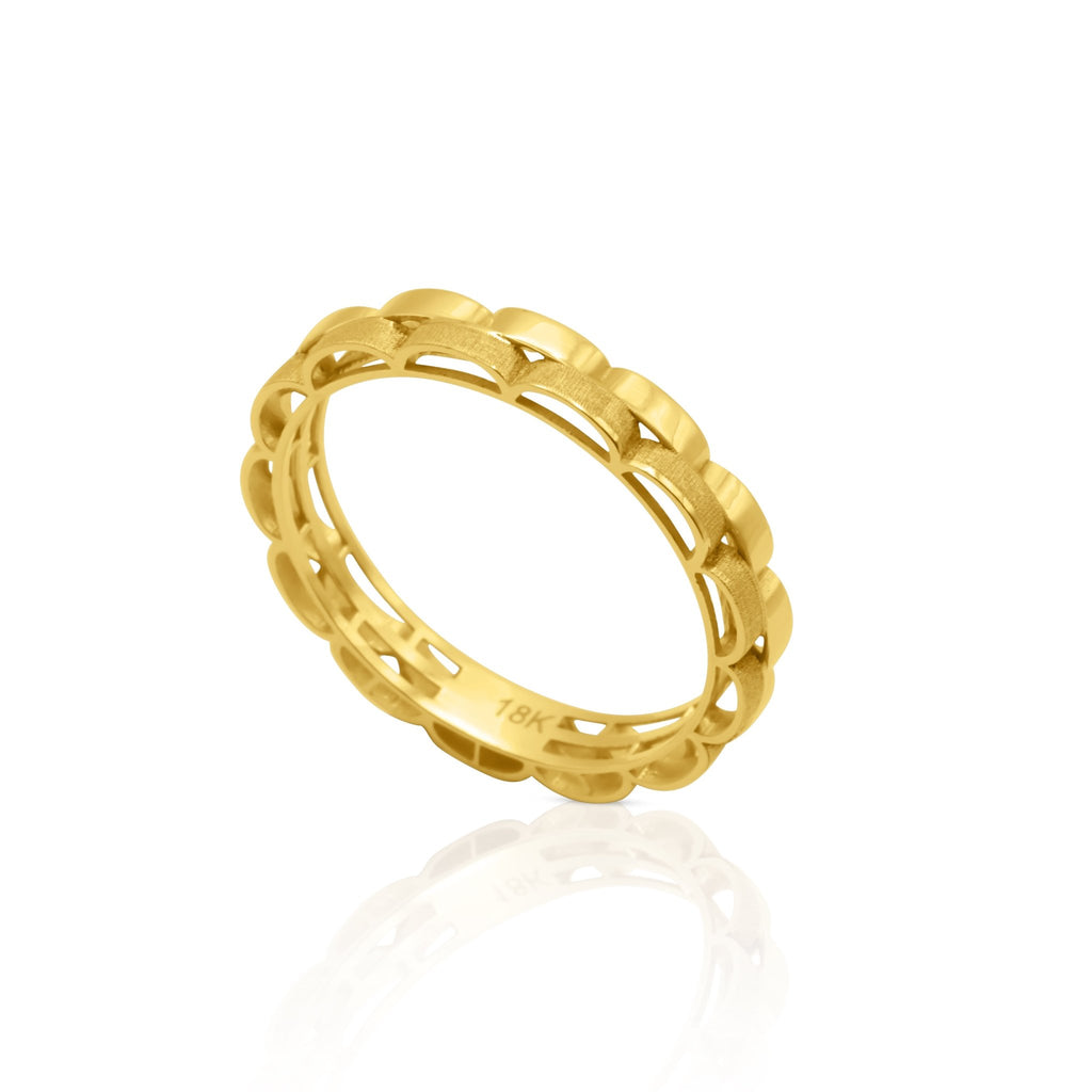 18k Dual Finish Checkerboard Ring - Delma Gold Jewelry