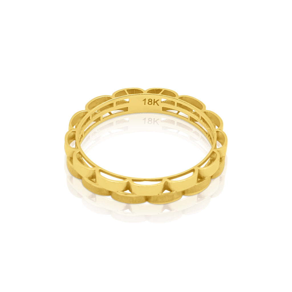 18k Dual Finish Checkerboard Ring - Delma Gold Jewelry