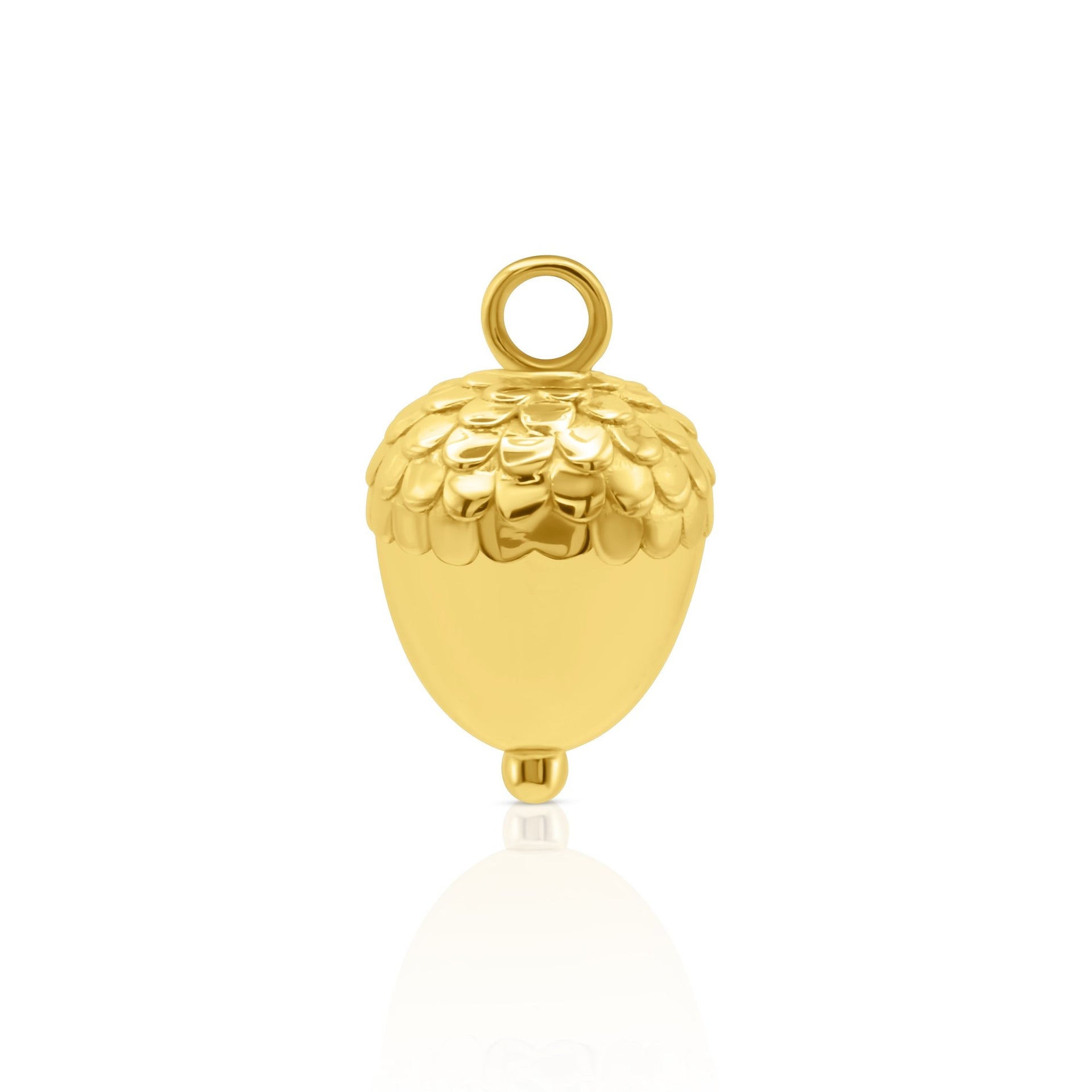 18k Gold Acorn - shaped pendant with micro DGJ logo - Delma Gold Jewelry