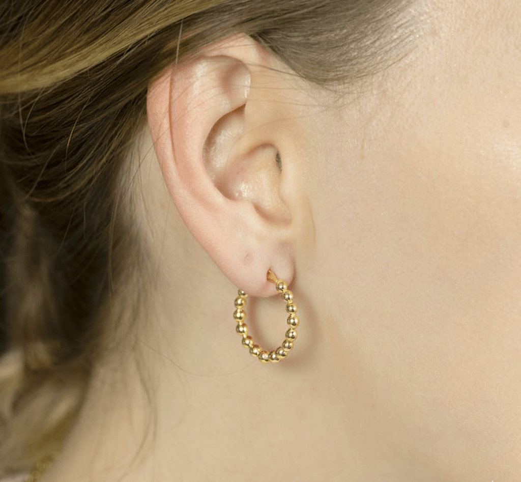 18k Gold Ball Hoop Earrings - Delma Gold Jewelry
