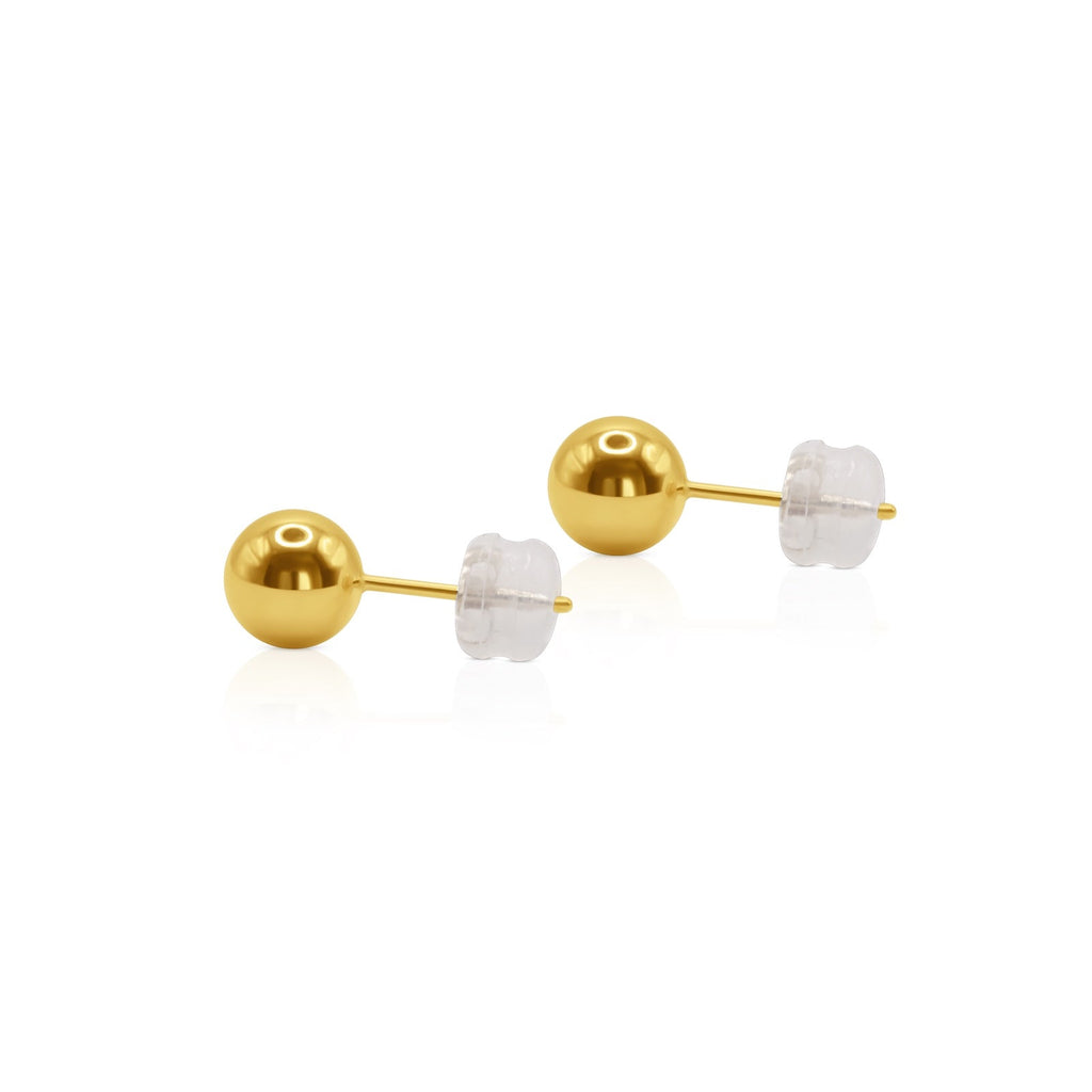 18K Gold Ball Stud Earrings – Classic Minimalist Gold Studs - Delma Gold Jewelry