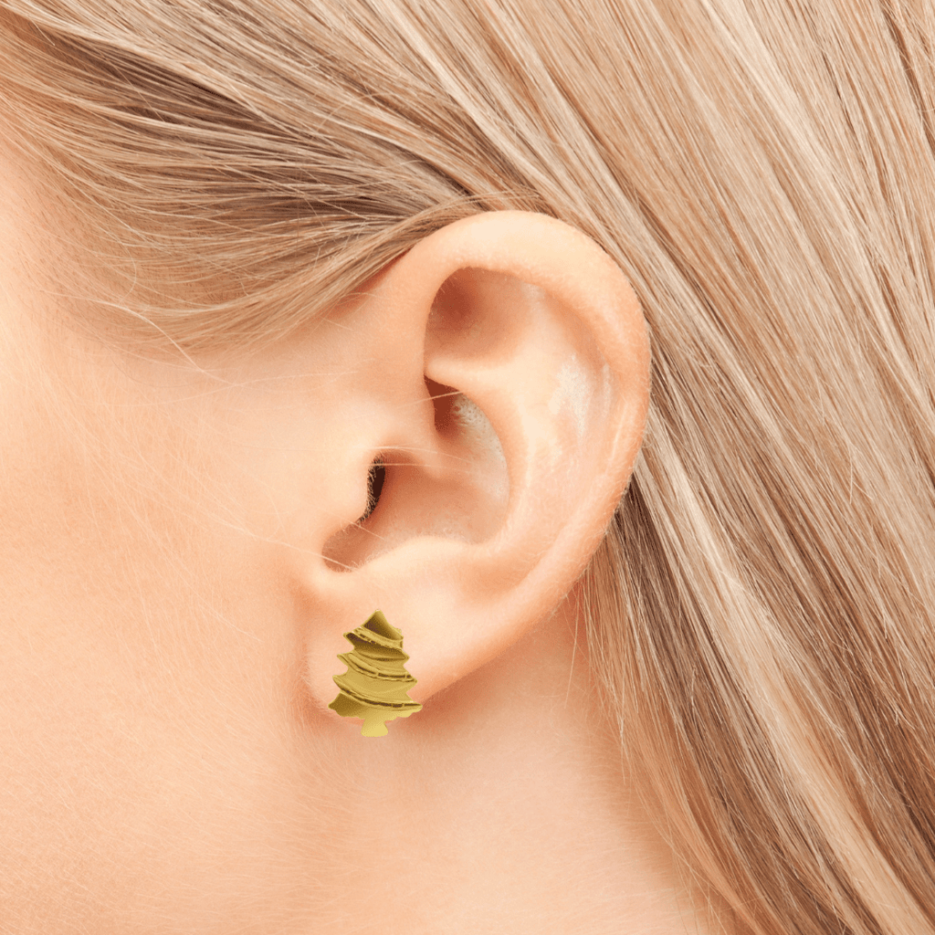 18k Gold Christmas Tree Earrings - Delma Gold Jewelry
