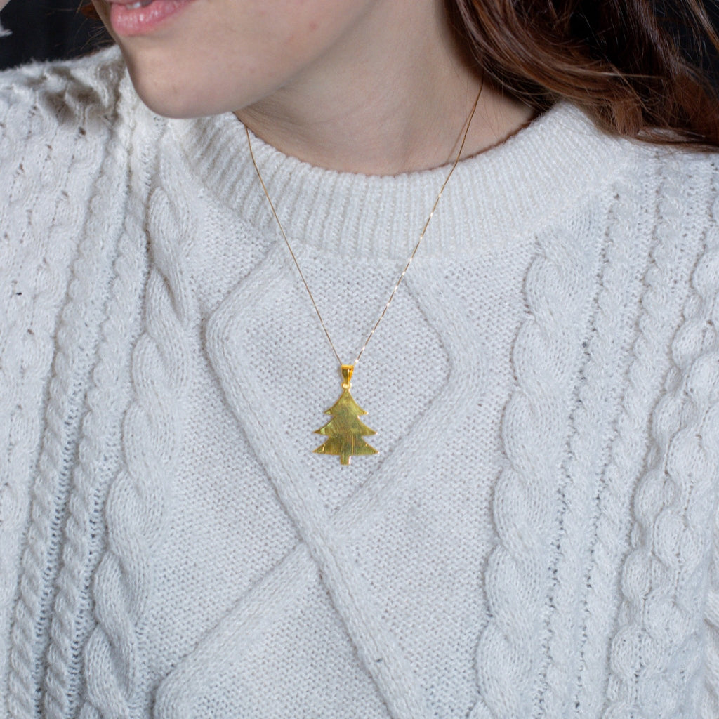 18k Gold Christmas Tree Pendant - Delma Gold Jewelry