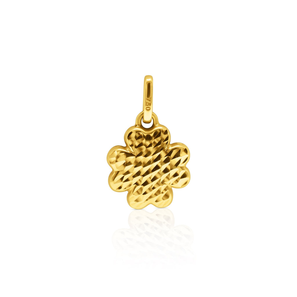 18k Gold Clover Pendant (Textured) - Delma Gold Jewelry