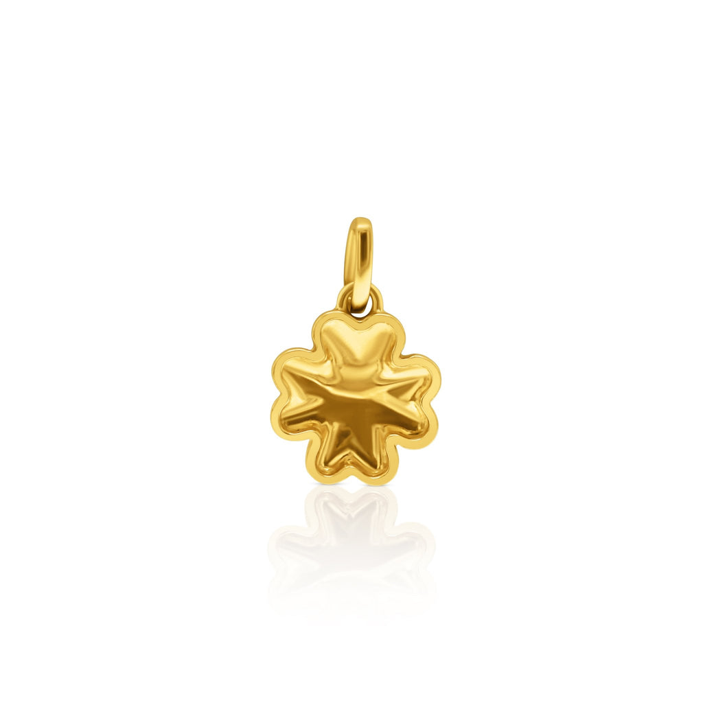 18k Gold Clover Pendant (Textured) - Delma Gold Jewelry
