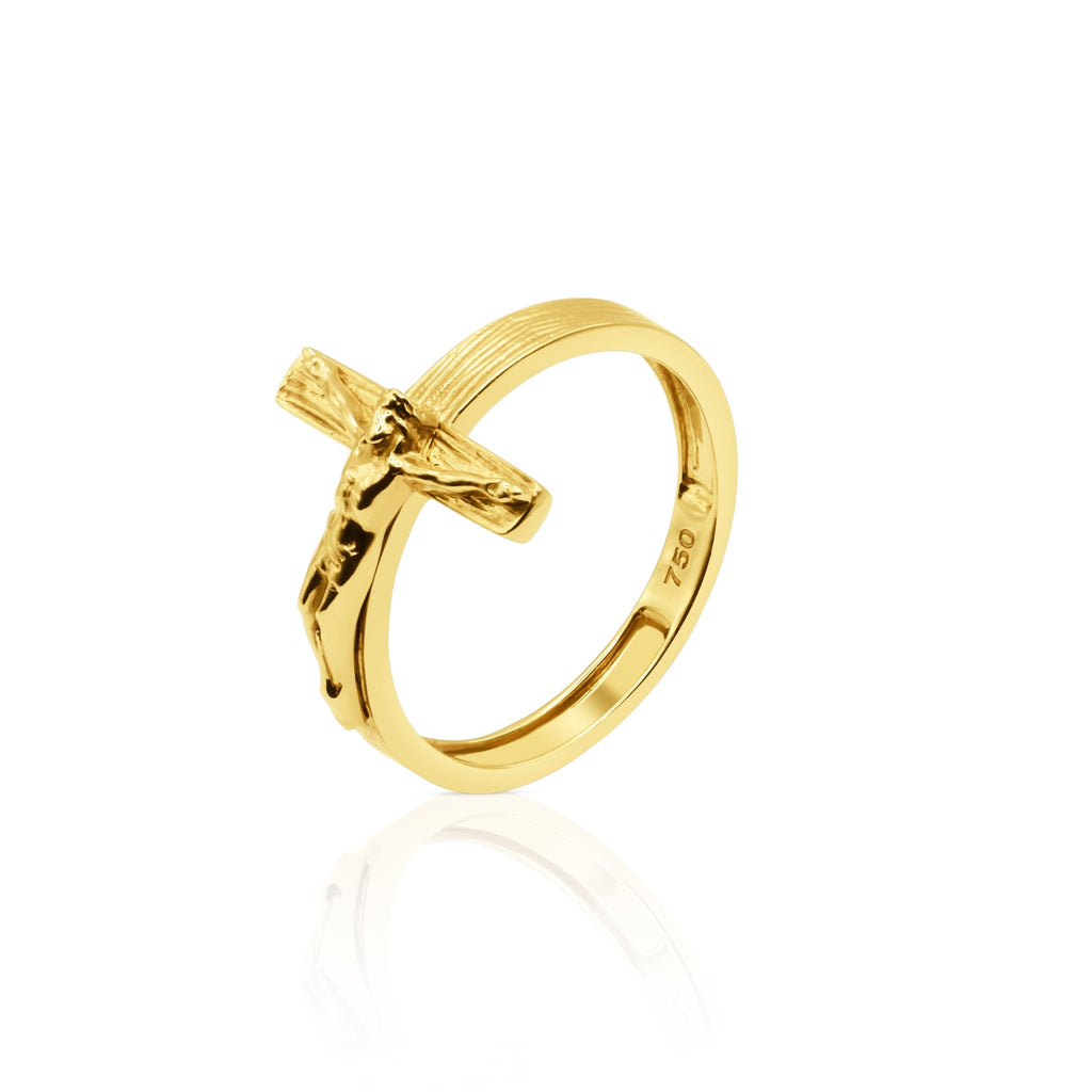 18k Gold Crucifix Ring - Delma Gold Jewelry