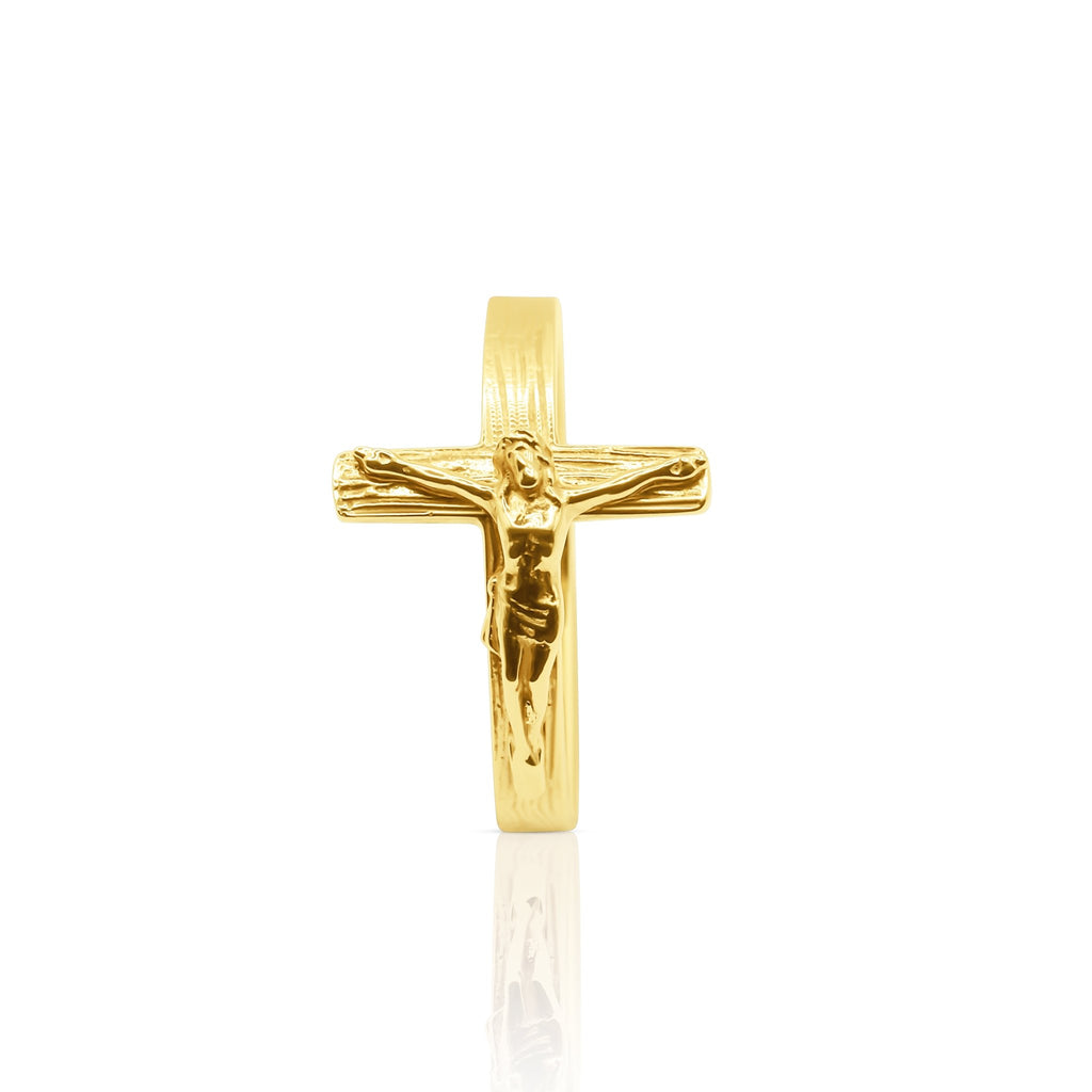 18k Gold Crucifix Ring - Delma Gold Jewelry