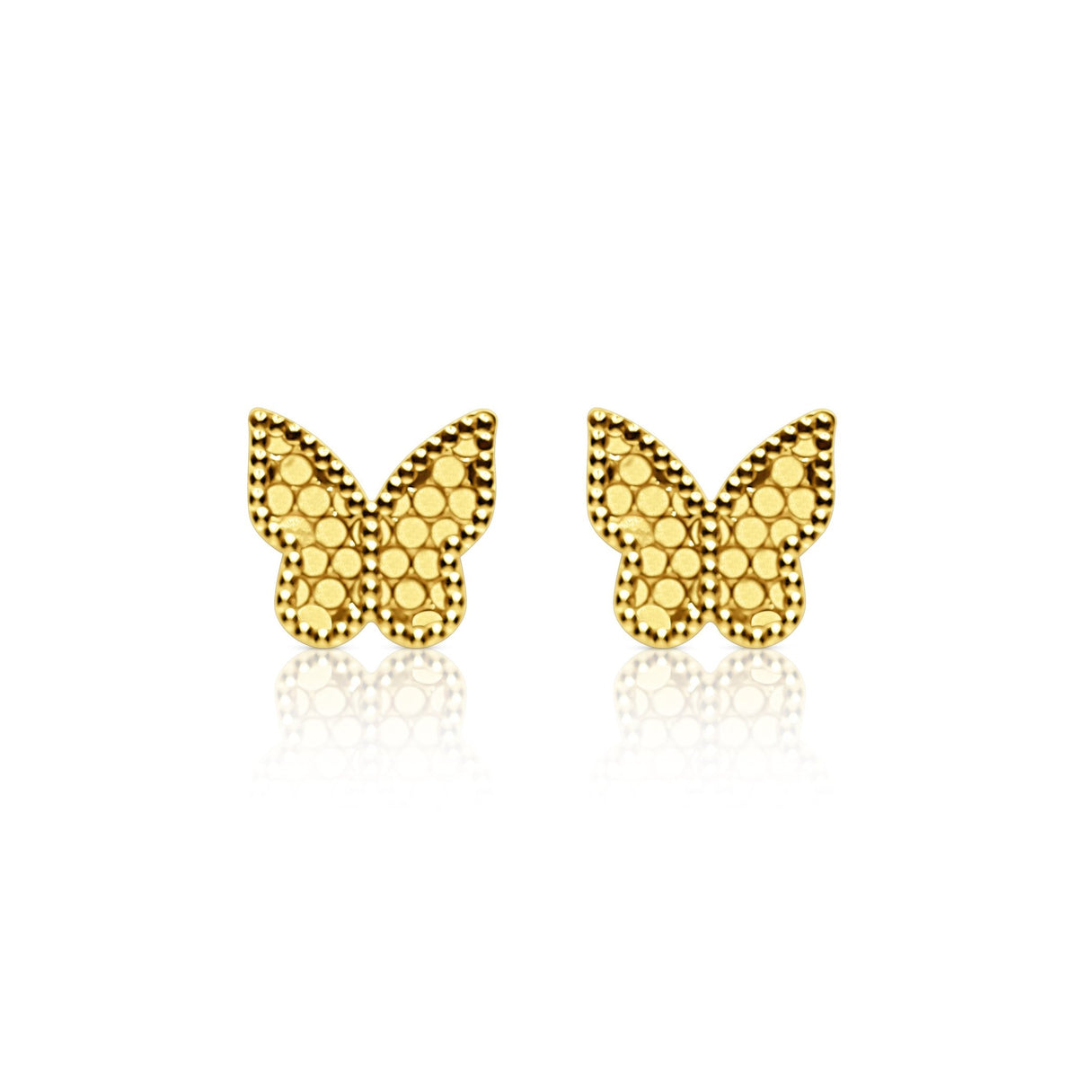 18K Gold Diamond-Cut Butterfly Stud Earrings - Delma Gold Jewelry