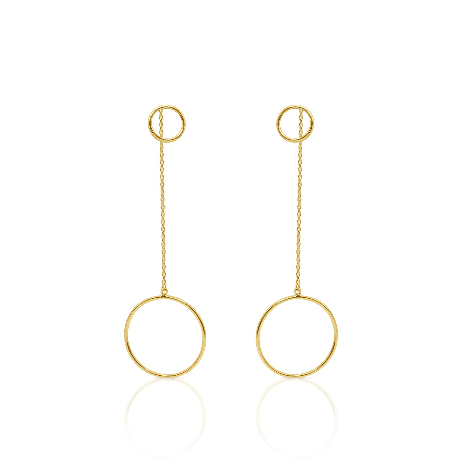 18K Gold Double Circle Drop Earrings - Delma Gold Jewelry