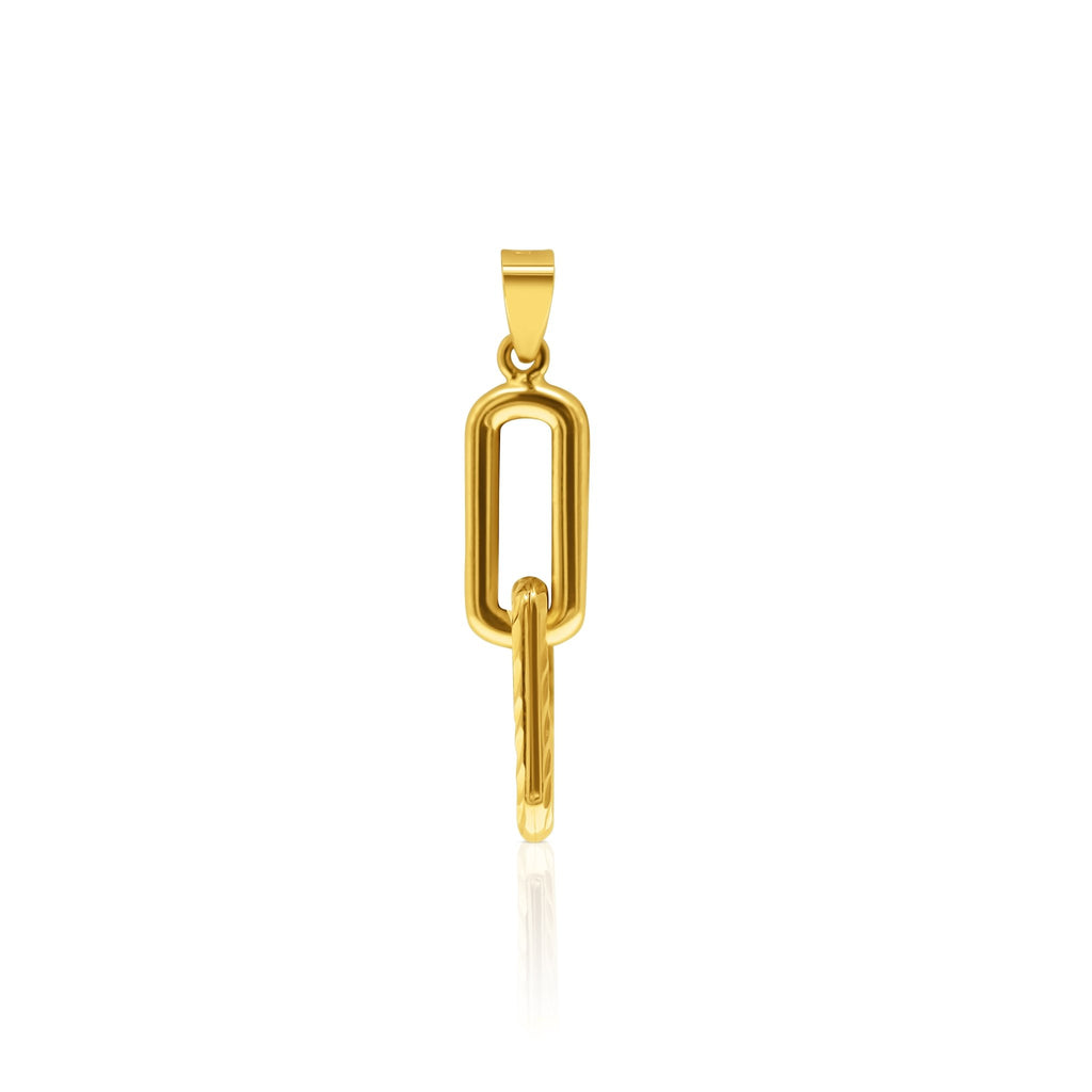 18k Gold Double Link Pendant - Delma Gold Jewelry