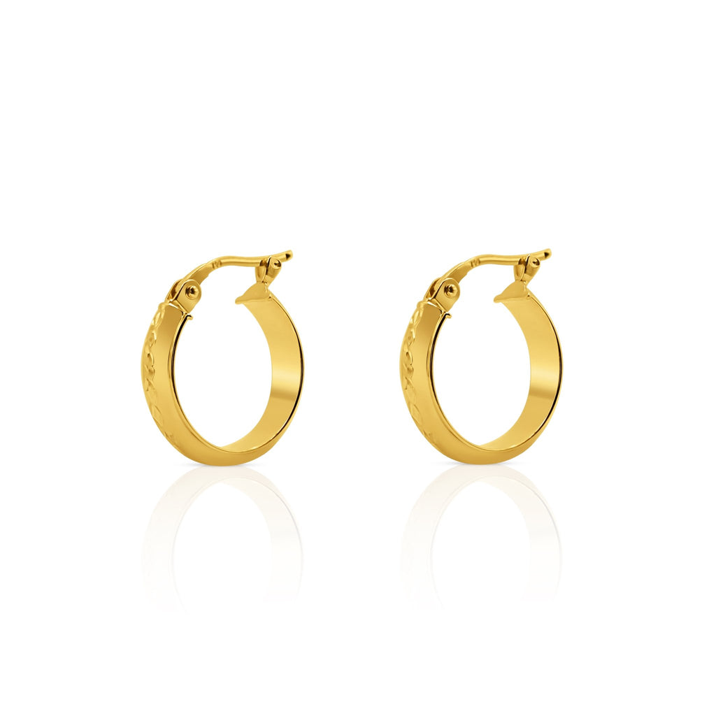 18k Gold Engraved Hoop Earrings - Delma Gold Jewelry