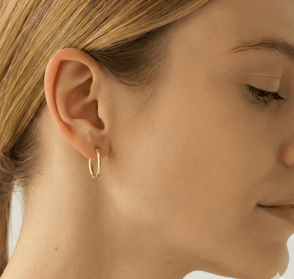 18k Gold Engraved Hoop Earrings - Delma Gold Jewelry