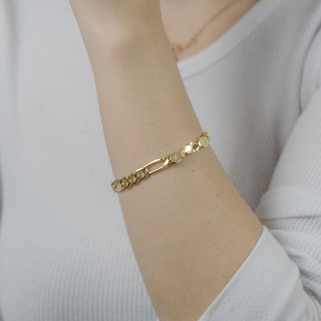 18k Gold Figaro Chain Bracelet - Delma Gold Jewelry