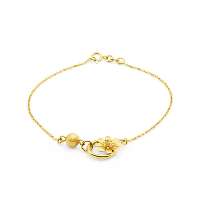 18k Gold Floral Charm Bracelet - Delma Gold Jewelry