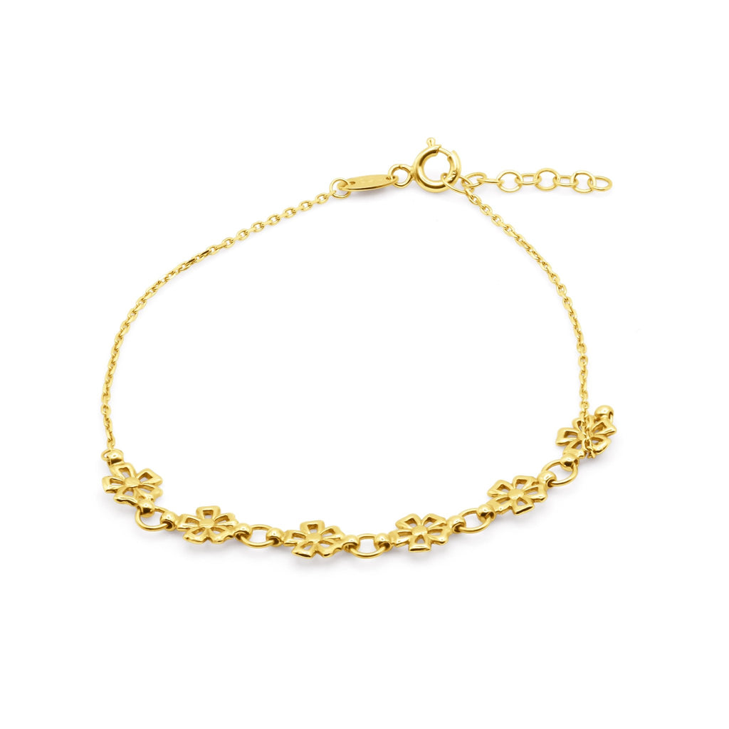18k Gold Floral Link Bracelet - Delma Gold Jewelry