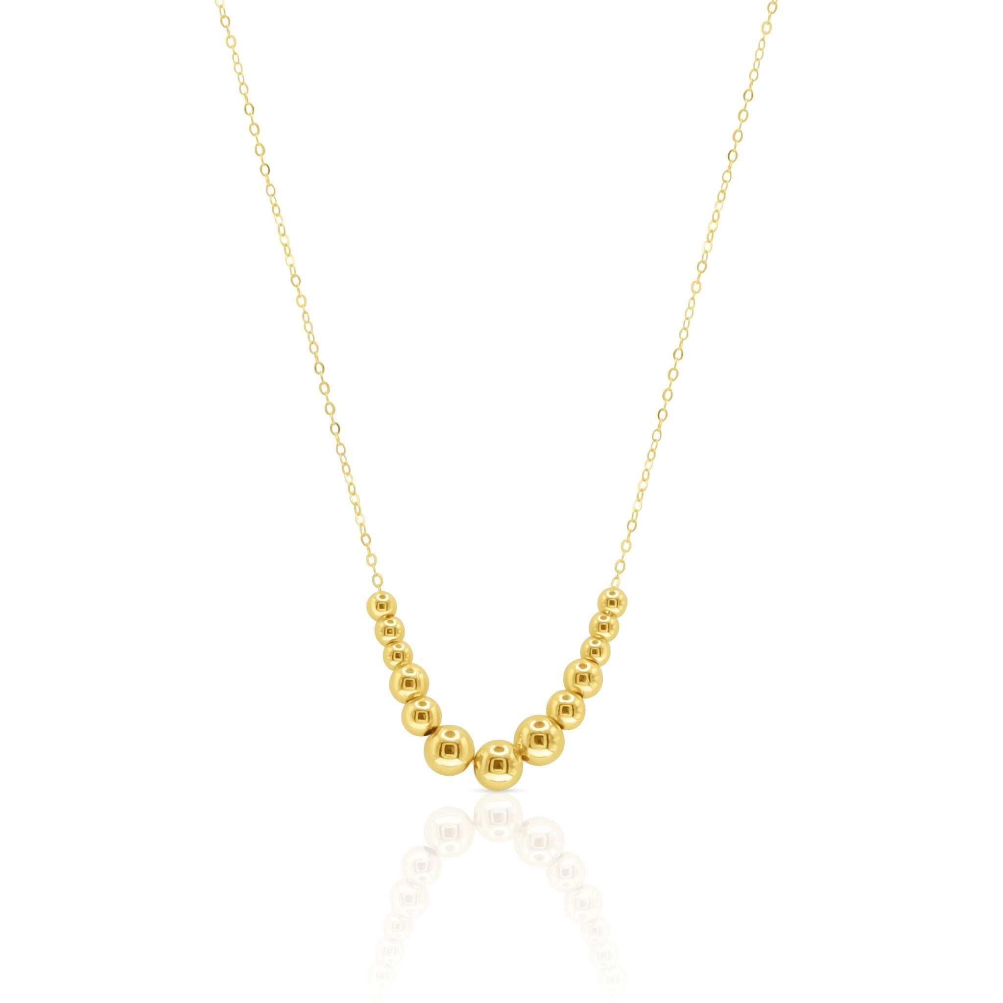 18K Gold Graduated Bead Necklace - Delma Gold Jewelry