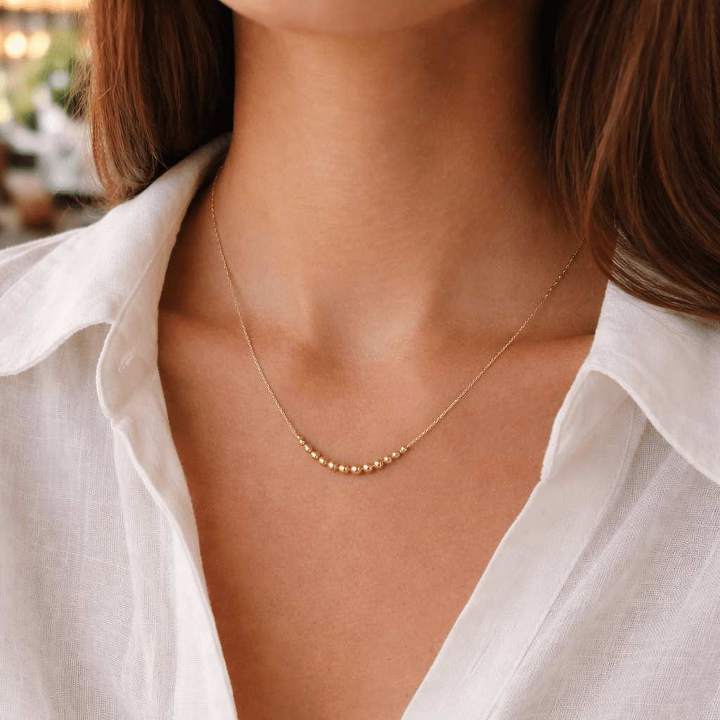 18K Gold Graduated Bead Necklace - Delma Gold Jewelry