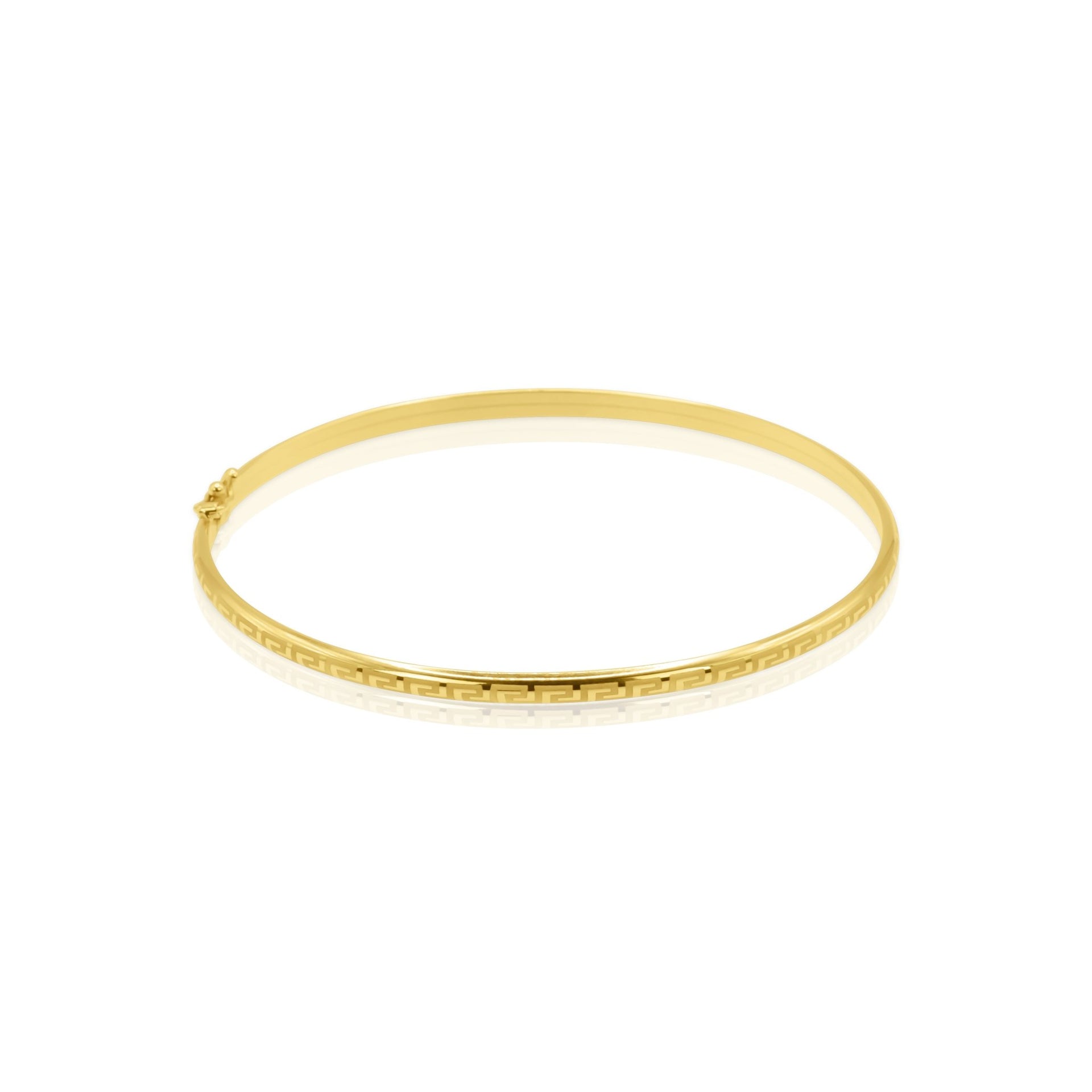 18k Gold Greek Key Bangle - Delma Gold Jewelry
