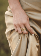 18k Gold Greek Key Leaf Ring - Delma Gold Jewelry