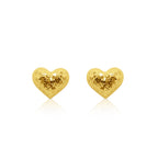 18K Gold Hammered Heart Stud Earrings - Delma Gold Jewelry