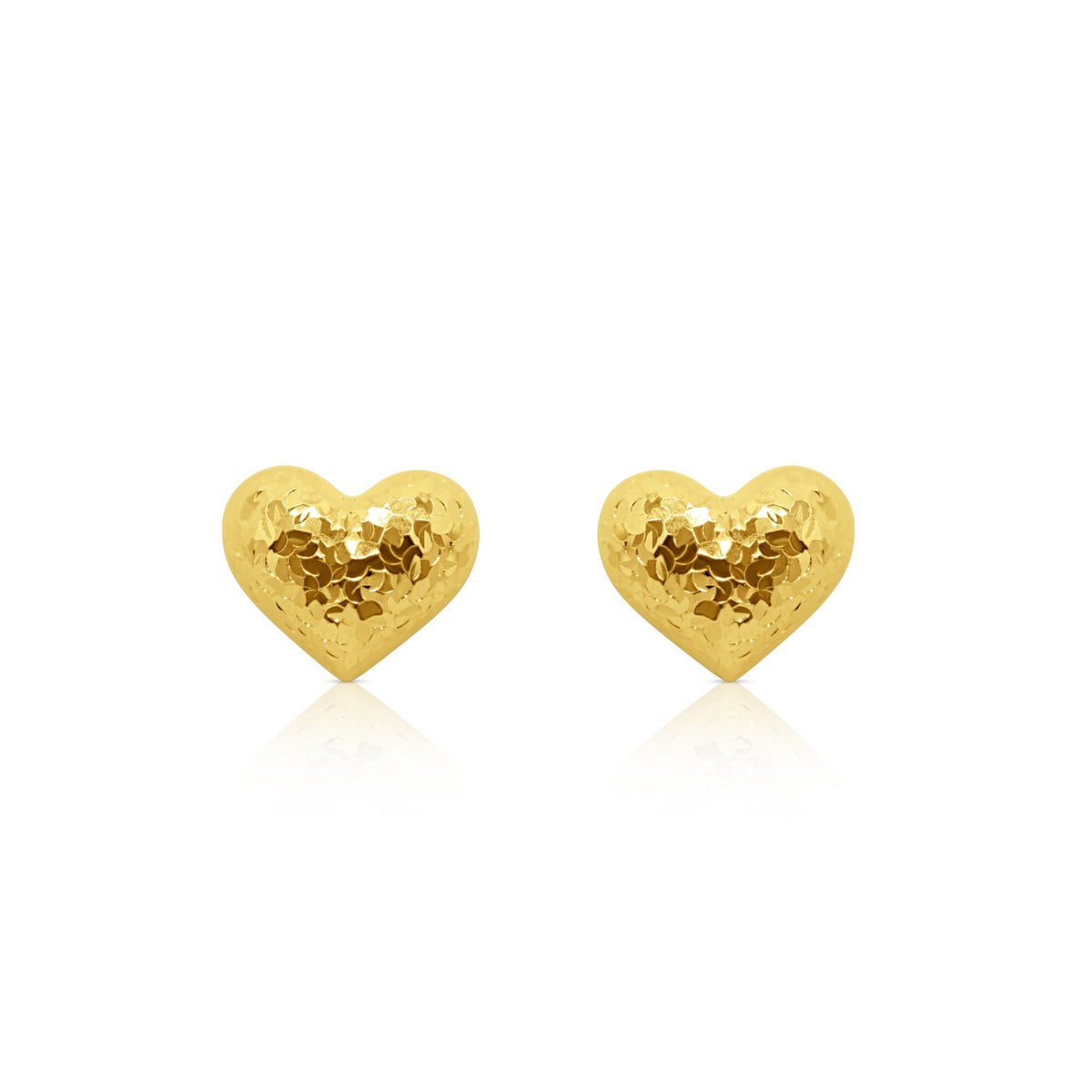 18K Gold Hammered Heart Stud Earrings - Delma Gold Jewelry