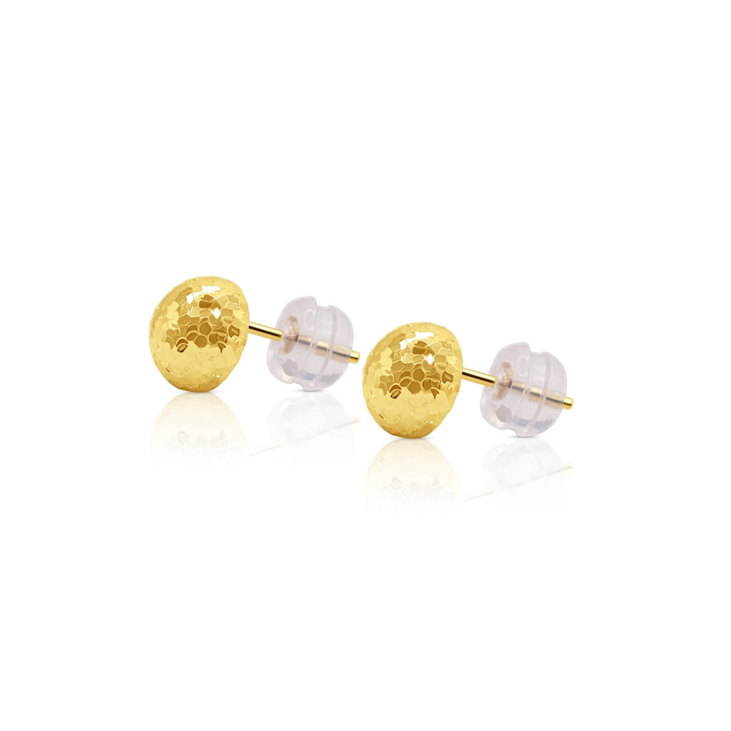 18K Gold Hammered Sphere Stud Earrings - Delma Gold Jewelry