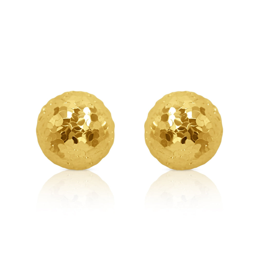 18K Gold Hammered Sphere Stud Earrings - Delma Gold Jewelry