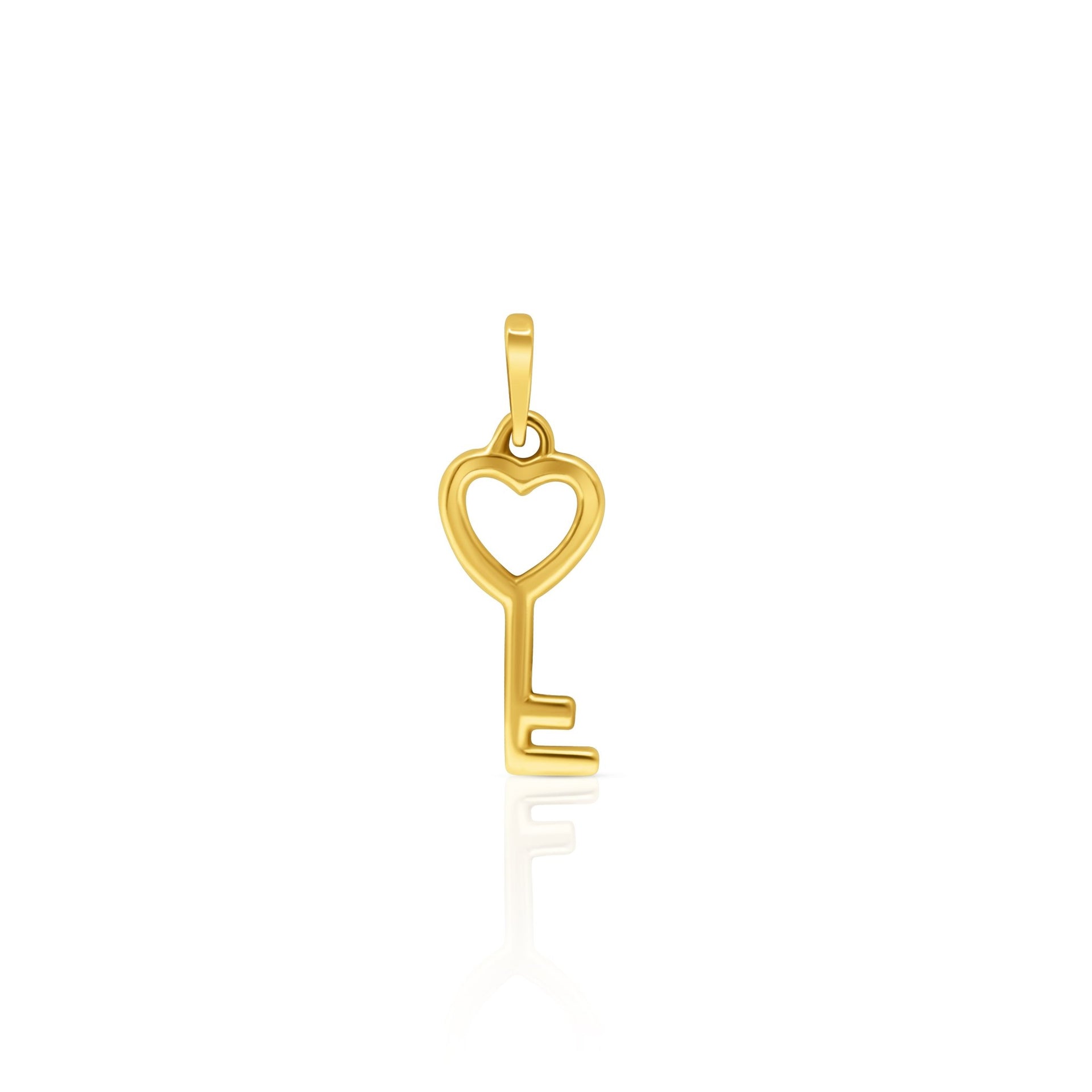 18k Gold Heart Key Pendant - Delma Gold Jewelry