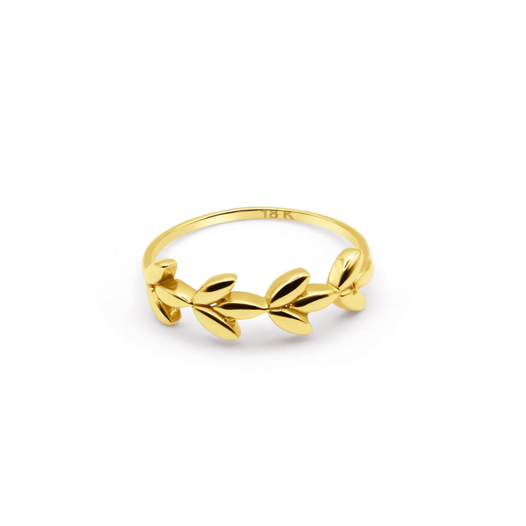 18k Gold Laurel Leaf Ring - Delma Gold Jewelry