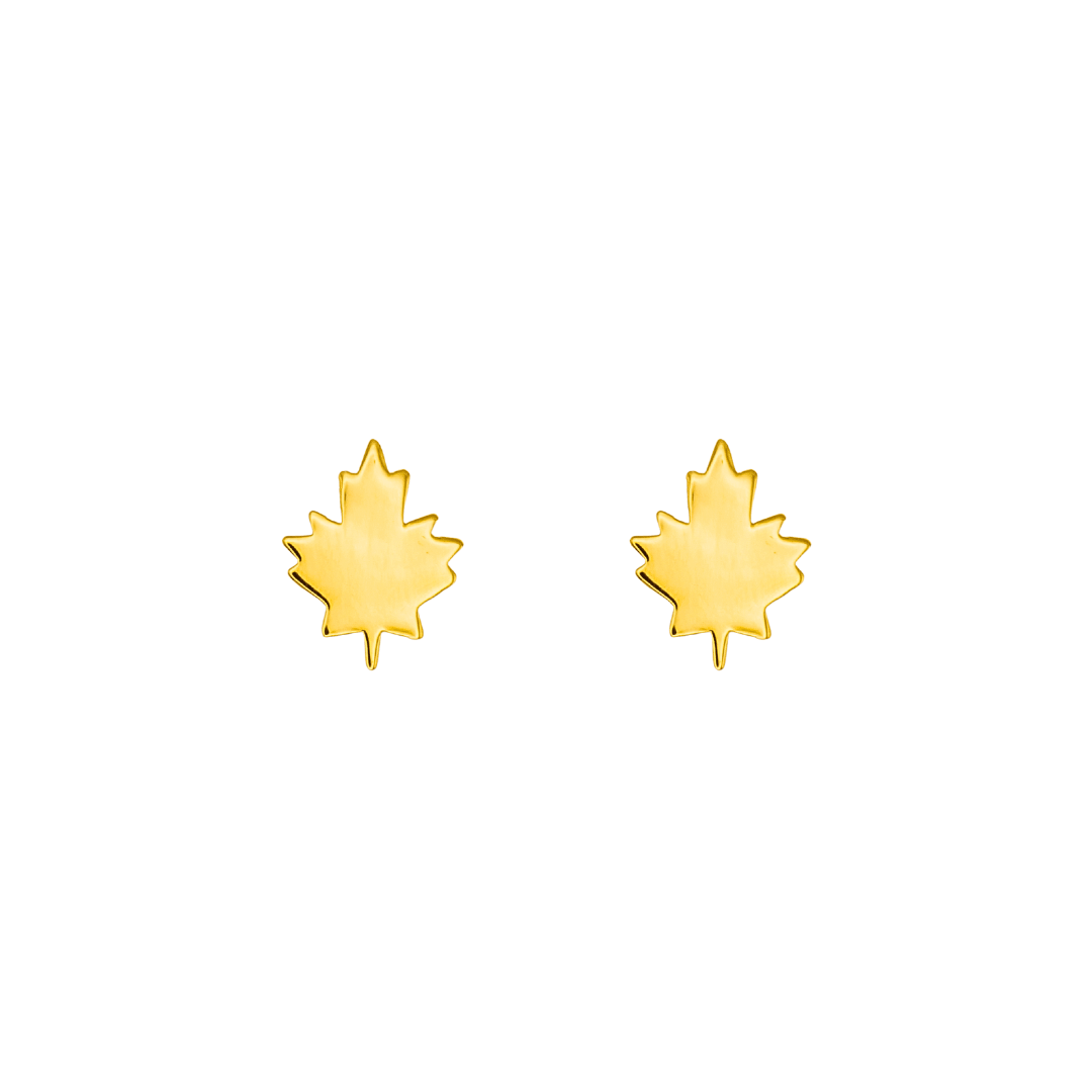 18k Gold Maple Leaf Earrings - Delma Gold Jewelry