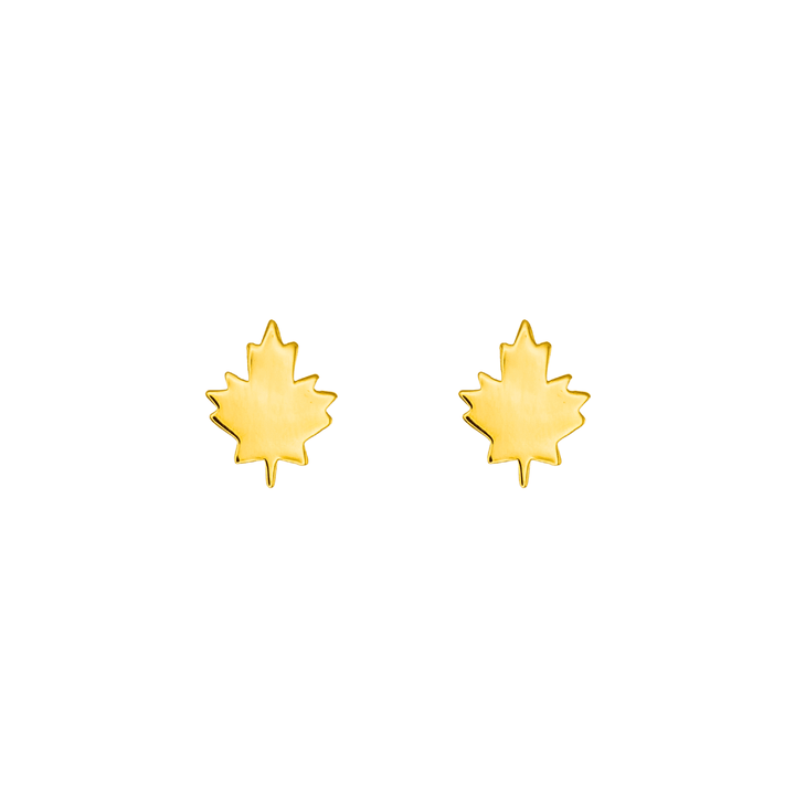18k Gold Maple Leaf Earrings - Delma Gold Jewelry