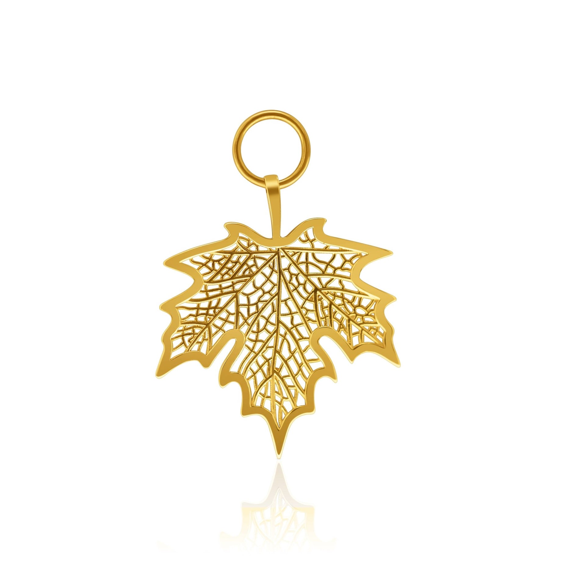 18k Gold Maple Leaf Pendant - Delma Gold Jewelry