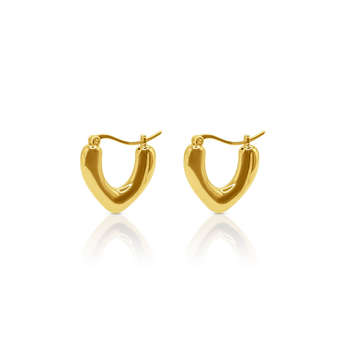 18K Gold Modern Heart Hoop Earrings - Delma Gold Jewelry