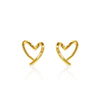 18K Gold Open Heart Curve Stud Earrings - Delma Gold Jewelry
