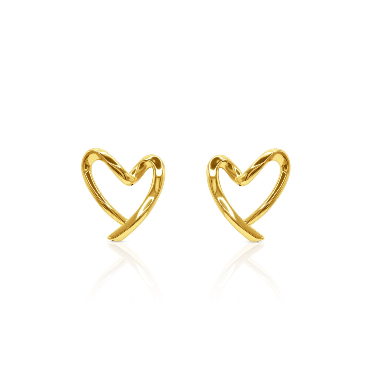 18K Gold Open Heart Curve Stud Earrings - Delma Gold Jewelry