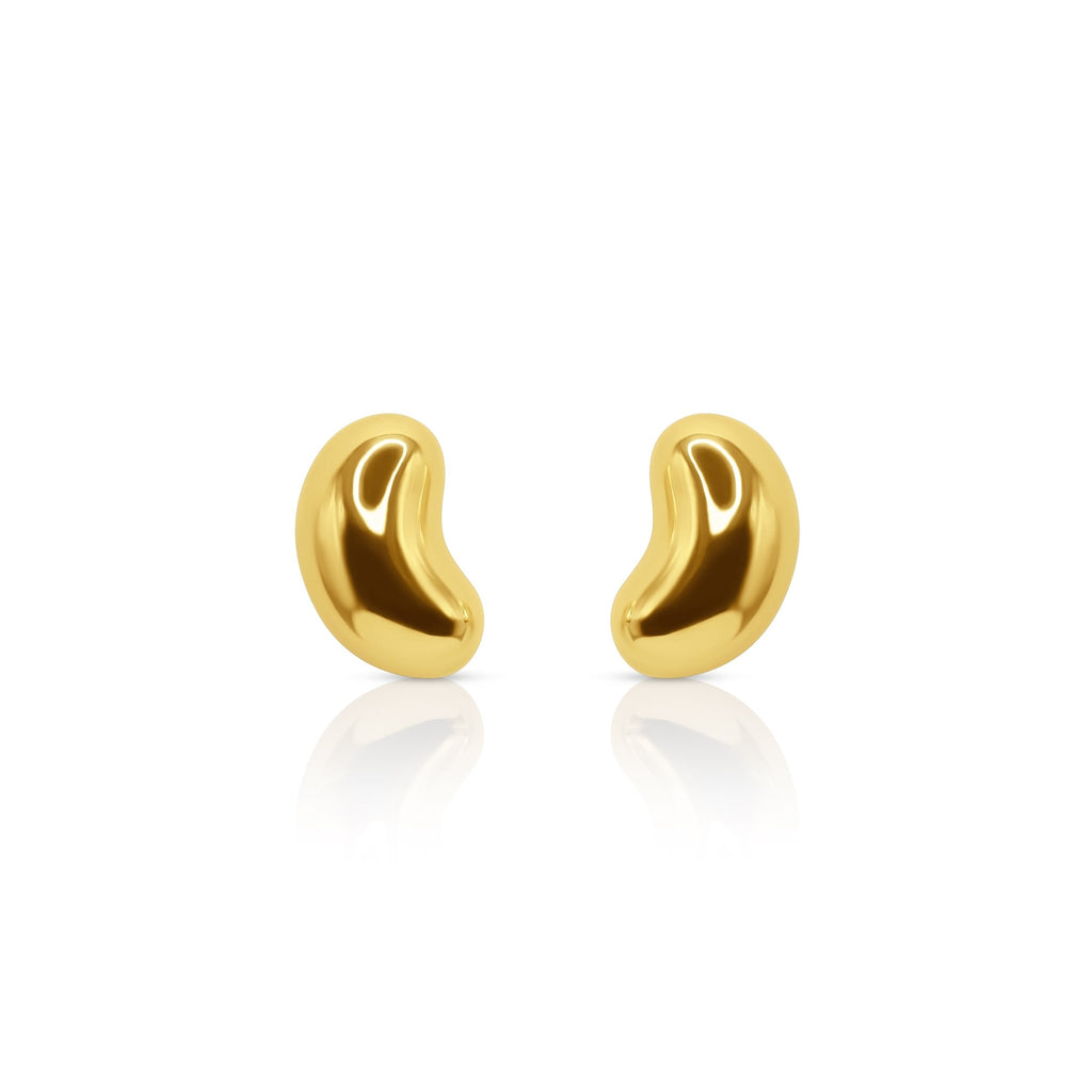 18K Gold Organic Bean Stud Earrings - Delma Gold Jewelry
