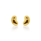 18K Gold Organic Bean Stud Earrings - Delma Gold Jewelry