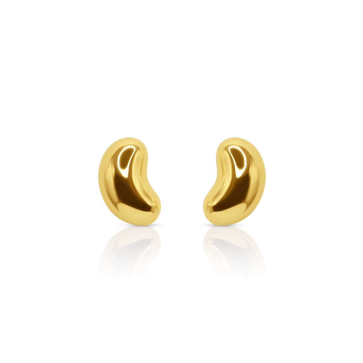 18K Gold Organic Bean Stud Earrings - Delma Gold Jewelry