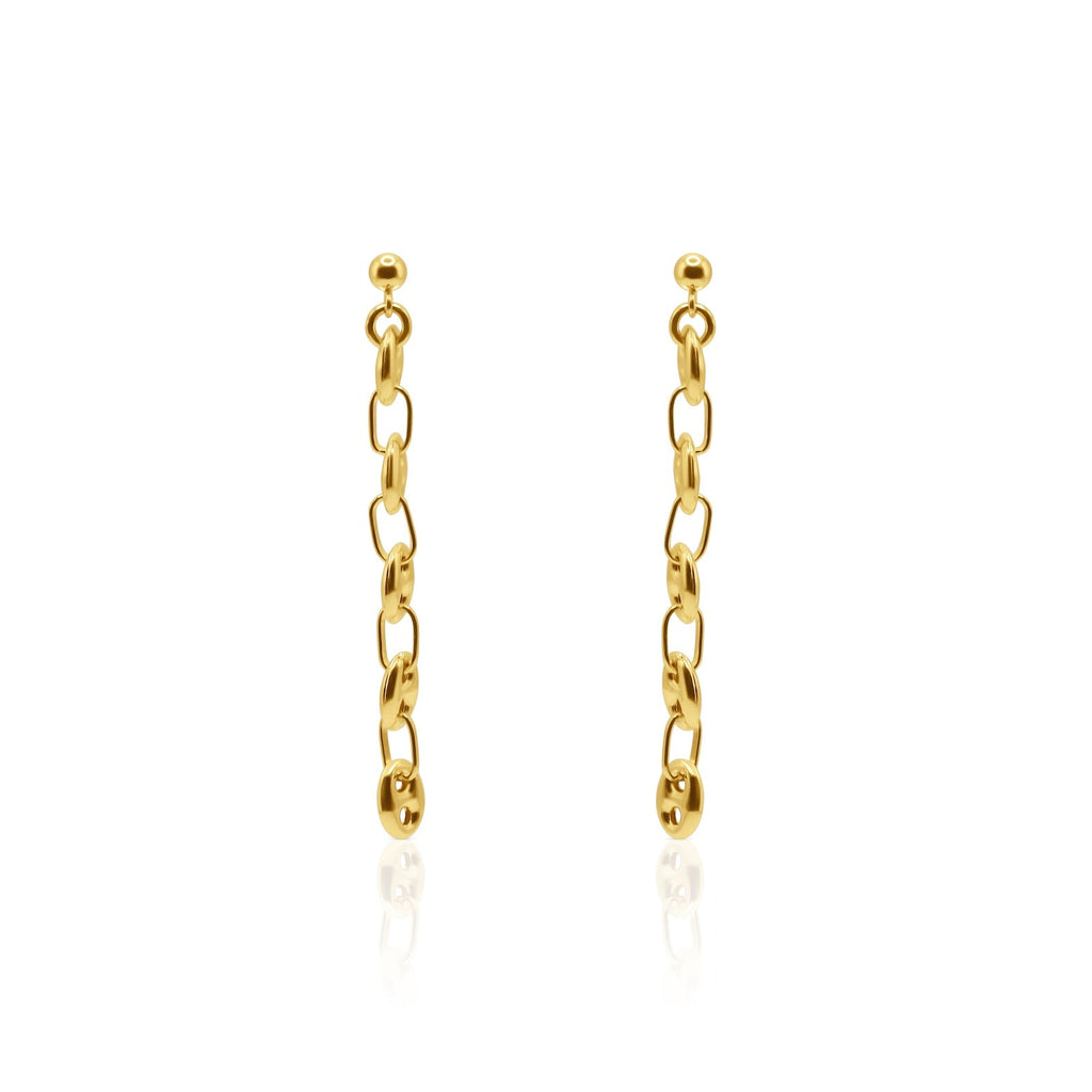 18K Gold Paperclip Chain Drop Earrings - Delma Gold Jewelry