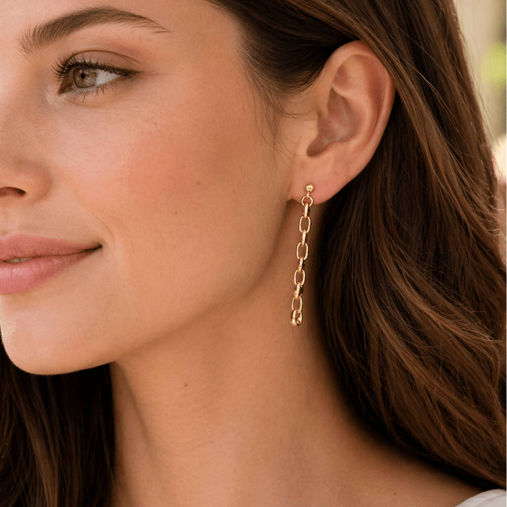 18K Gold Paperclip Chain Drop Earrings - Delma Gold Jewelry