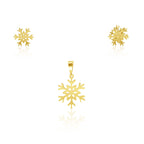18K Gold Snowflake Pendant & Stud Earring Set - Delma Gold Jewelry