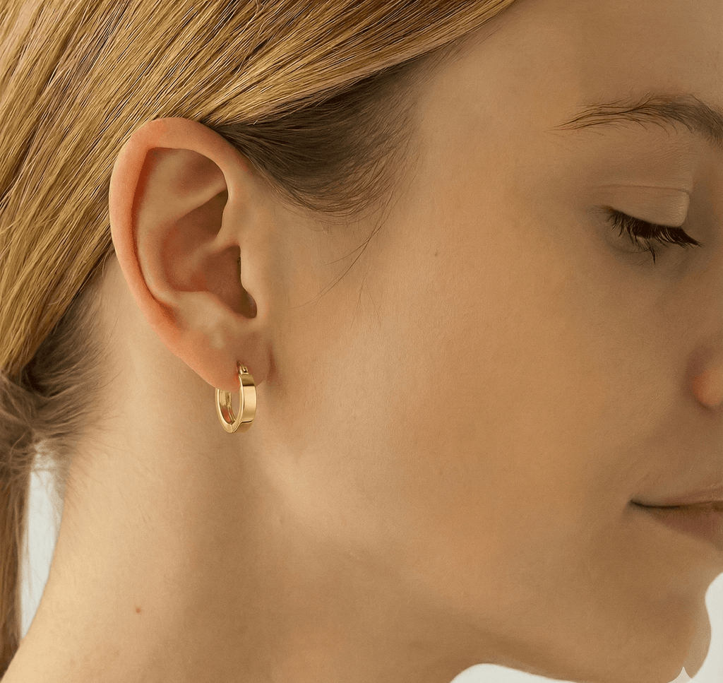 18k Gold Solid Hoop Earrings - Delma Gold Jewelry