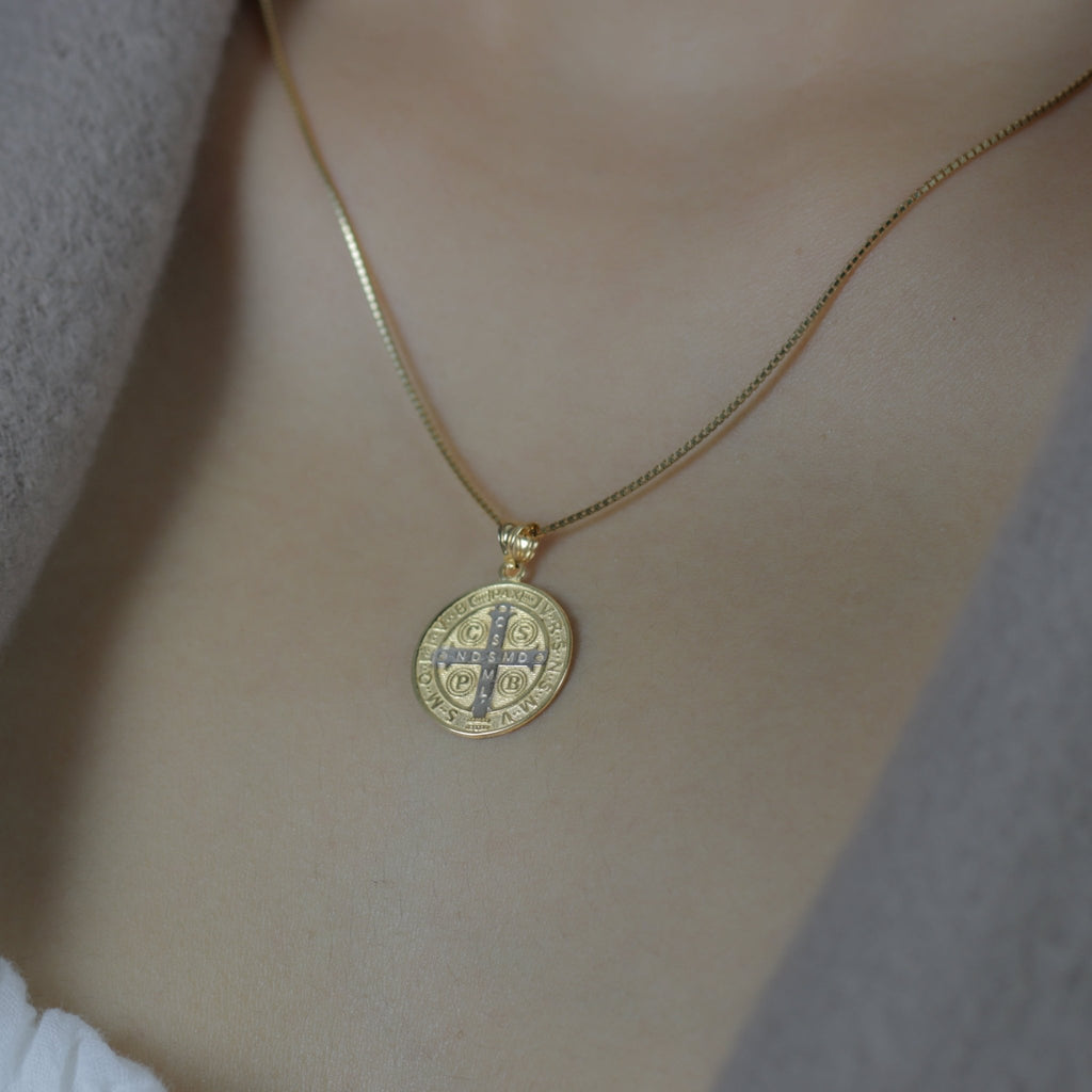 18k Gold St. Benedict Medal Pendant - Delma Gold Jewelry
