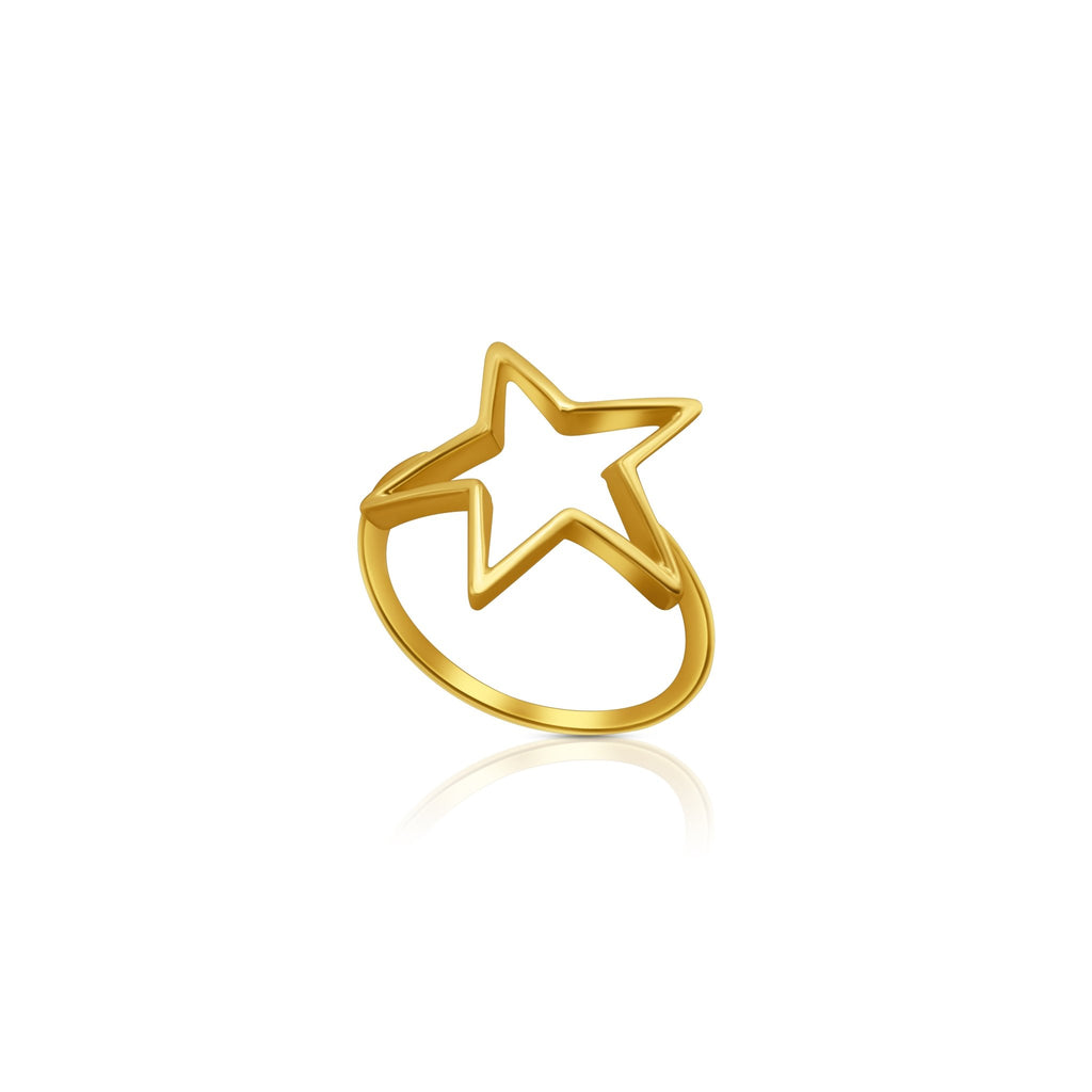18k Gold Star Accent Ring - Delma Gold Jewelry